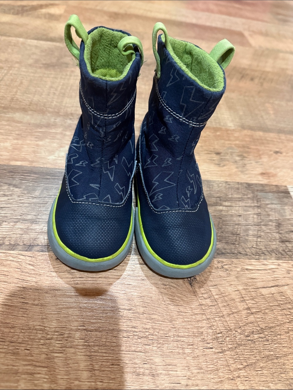 Kids Navy and Lime Boots - Youth Waterproof Slip-On - Size 7